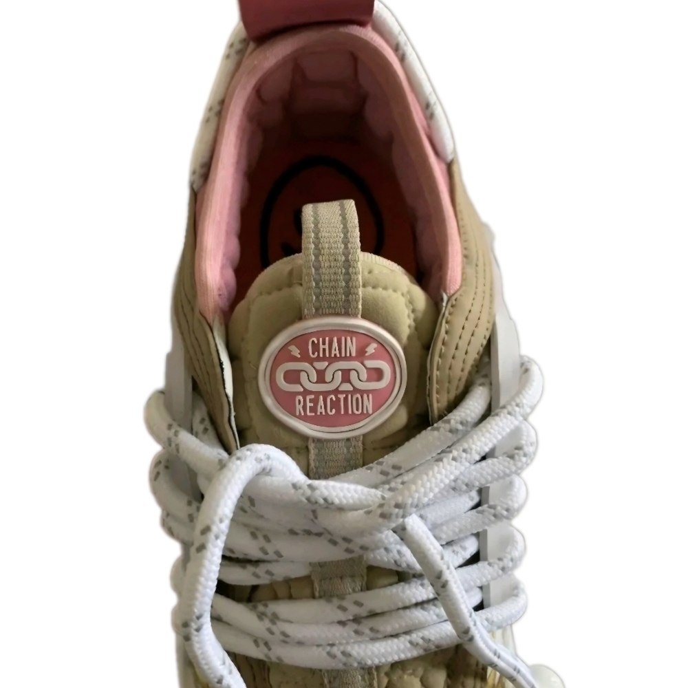 Versace Gold Hibiscus Baroque Print Pink Chain Reaction Trainers EU 37 US Wmns 7 - Picture 8 of 9